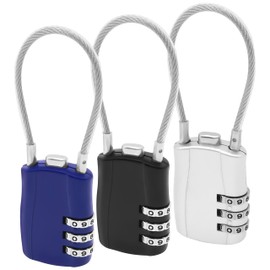 MEIRIYFA Combination Lock 3 Digit Code Password Padlock Outdoor Waterproof Wire Lock for School Gym Lockers Gate Luggage Backpacks Bicycle Basket (Pack of 3)