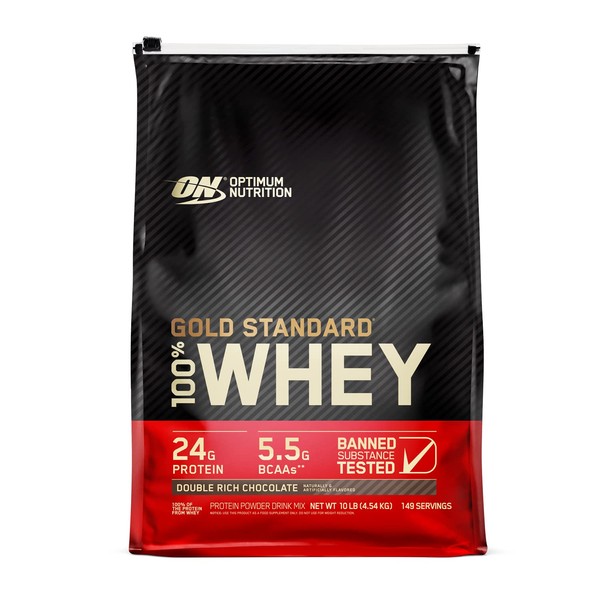 Optimum Nutrition Gold Standard 100% Whey Protein Powder, Double Rich Chocolate 10 Pound (Packaging May Vary)
