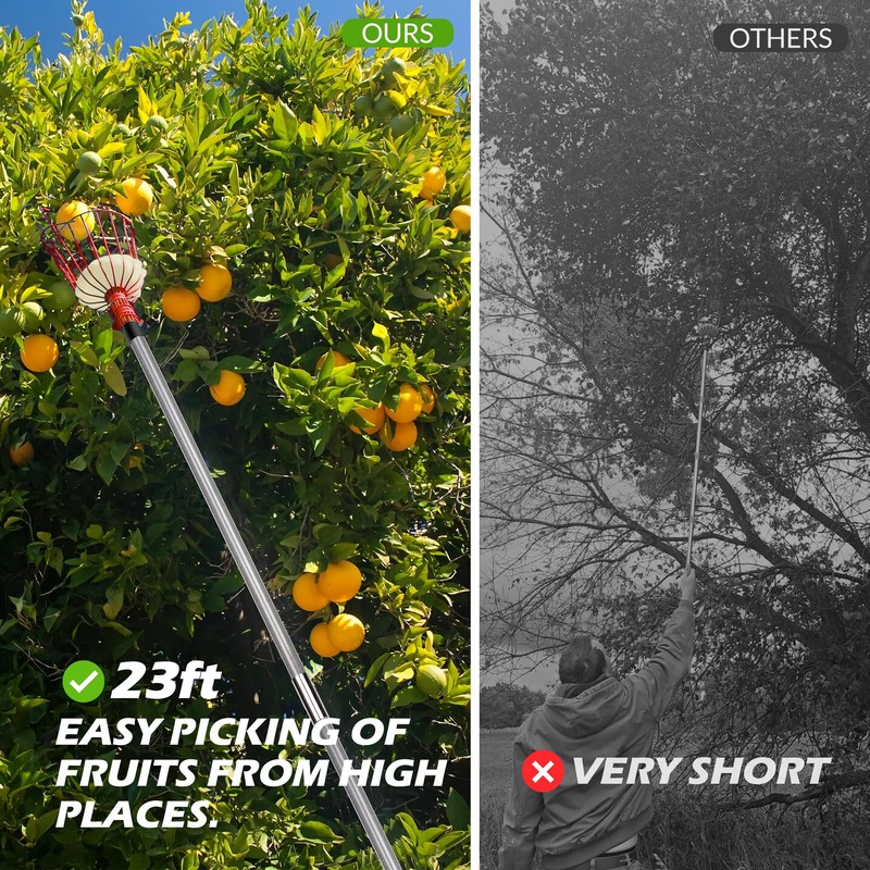 Walensee 23FT Fruit Picker, Adjustable Fruits Picker Tool with Fiberglass