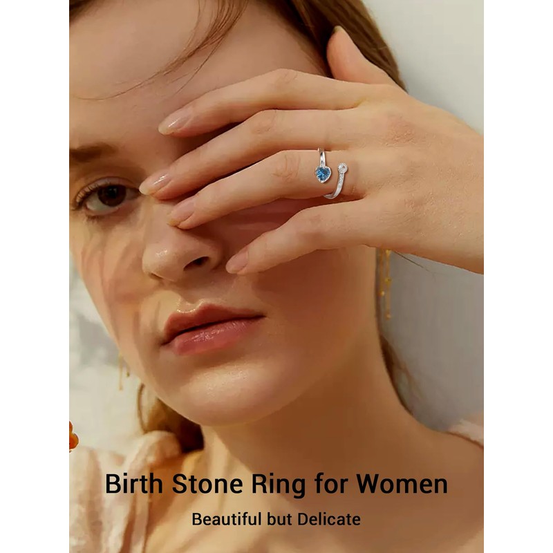 PROSILVER Adjustable Rings 925 Sterling Silver Rings for Women October