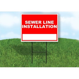 Sewer Line Installation Write On Me Red 18x24 in Double Sided Yard Road Sign w/Stand