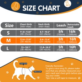 Cat Harness and Lead Set, Escape-Proof Kitten Harness with Retractable Cat Lead, 5m/16.4 Ft Automatic Extendable Cat Leash for Dogs Puppy Pets Walking (blue, M)