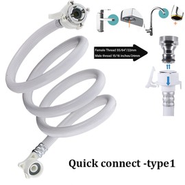 Detulseor Portable Washing Machine Hoses, Compact Washer Whirlpool Replacement Portable Washer Hose, Inlet Hose Connection 90 Degree Elbow. portable water hose Length 6.56 FT 2M