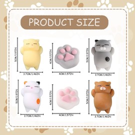 AOOTUERL 6 Piece Mochi Squishy Set, Animal Squeeze Squishies Anti-Stress Toy Fidget Toy, Squishy Paw, Cat Paw Squishy Toy, Cute Stress Relief Squeeze Toys