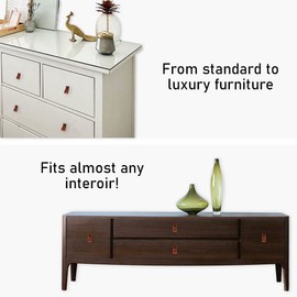 Brute Strength - Leather Handles for Furniture - Cognac - 4 Pieces - 12.5 x 2.5 cm - Cabinet Handle, Door Handle for Kitchen, Bathroom, Cabinets, Dresser, Wood