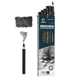 Marie's Artist Charcoal Pencil 12 Piece Set, Soft Black Paper Handle Charcoal Pencils for Drawing and Sketching