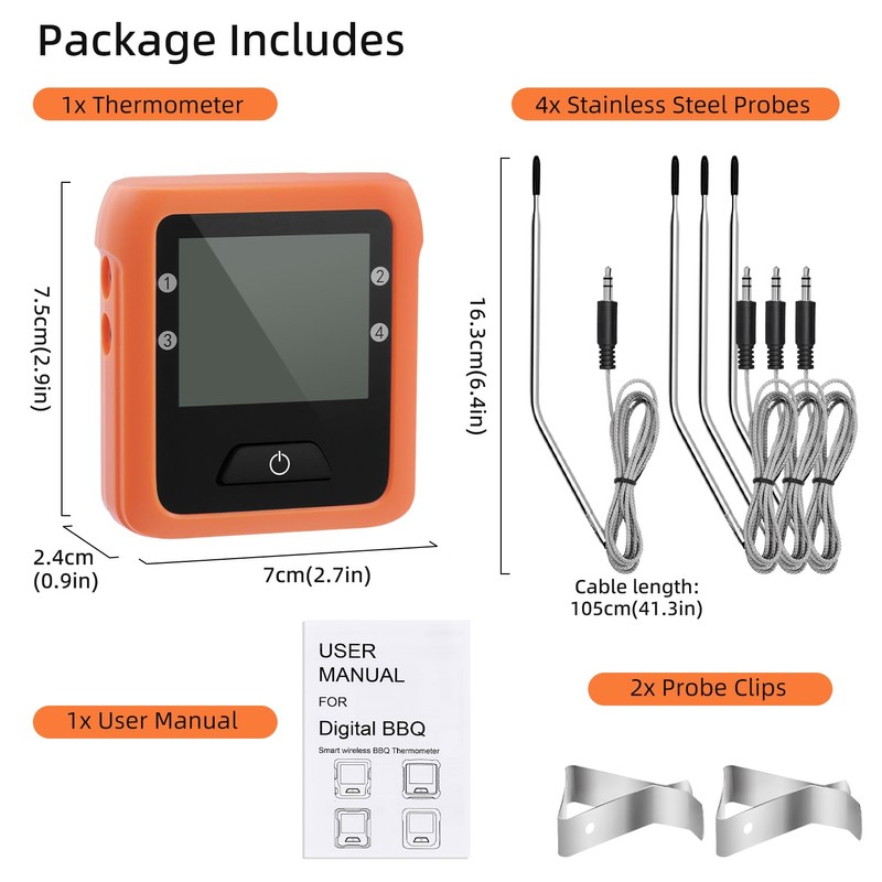 Mcbazel Smart Bluetooth Meat Thermometer with 4 Probes, Digital Food