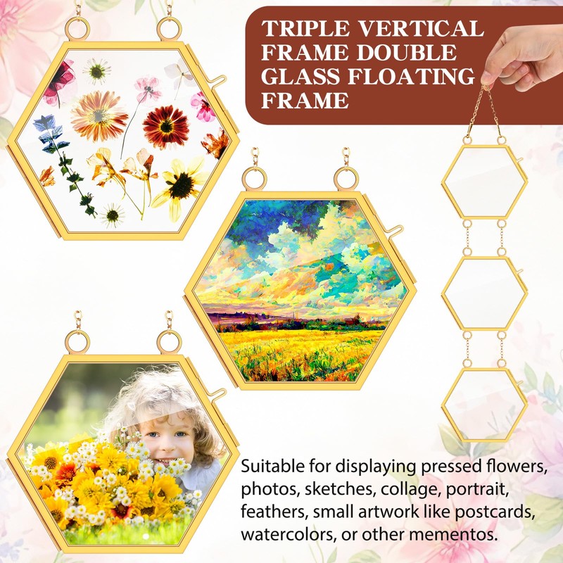 Marsui 3 Set Double Glass Frame Collage For Pressed Flowers