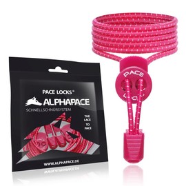 ALPHAPACE Pace Locks Elastic Shoelaces, No-Tie Laces, Slip-On Quick Release for Sports, Youth & Elderly, 120 cm, Various Colours, pink