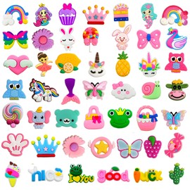 50pcs Pink Shoe Charms for Girls Women PVC Pink Shoe Decoration Charms Cute Shoe Charms Bag Charms Pink Charms for Teens Kids Birthday Party Gifts