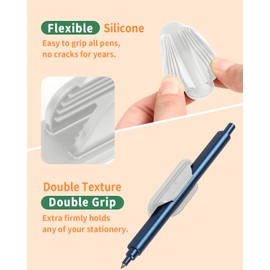 Tiizze Adhesive Pencil Holders for Desk Set of 10 - Silicone Pen Holder with 15 PCS Adhesive Pads - Flexible Pencil Holder for Office Essentials Accessories and Teacher Supplies, White