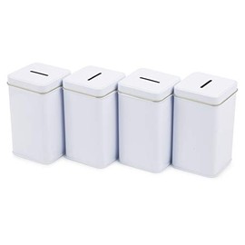 Square Tin Charity Donation Coin Collection Box Tip Container Can Ticket & Suggestion Box(10 Pack)