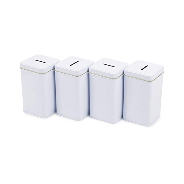 Square Tin Charity Donation Coin Collection Box Tip Container Can