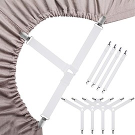 GeeRic Juego de 8 Sujetadores de sábana de Cama para sábanas, Clips para sábanas de 3 vías + Clips de 2 vías, Sujetadores para Sábanas sujeta sabanas bajeras para Sábana Bajera Fundas de Colchón Sofá
