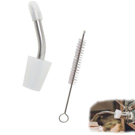 FsGrg Camping Outdoor Kettle Extension Spout Stainless Steel with Cleaning Brush for Skitter Trangia Mountain Kettle Eagle Kettle Coffee Nozzle Lightweight Non-Stick Utensils