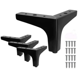 Shiwaki 4pcs 4-Inch Furniture Legs, Modern Style Furniture Metal Sofa Legs Triangle Feet for Table Cabinet Cupboard Couch Chair(Black)