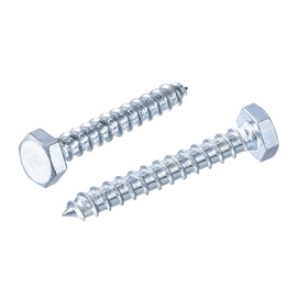 sourcing map Hex Lag Screws, M10 x 60mm Carbon Steel Zinc Plated Full Thread Self-Tapping Bolts for Wood Screw 10Pcs