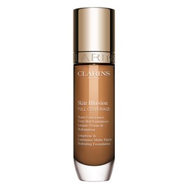Clarins NEW Skin Illusion Longwear Full Coverage Foundation|Luminous Matte Finish|24H Hold and 24H Hydration|Natural Looking|Transfer, Sweat and Smudge Proof| Contains Hyaluronic Acid|1 Fl Oz