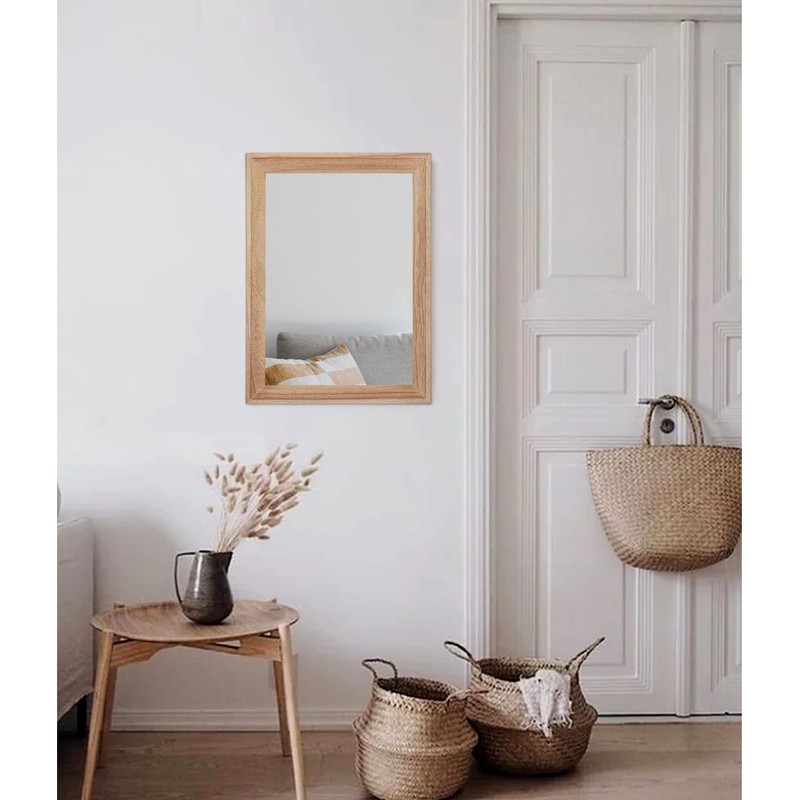 AAZZKANG Rustic Mirrors for Wall Rectangle Wooden Frame Hanging Mirror