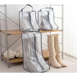 2 Set Boot Storage,Portable Short Boots and Tall Boots Storage or Protector Bag,Shoe Dust Bags,Shoe Sleeves for Travel,Clear Boot Cover,Shoes Packing Organizers for Adult (Black, Pack of One)