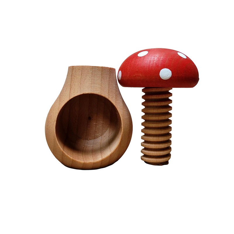 Wooden World 2 Nutcrackers Set Dark Brown and Toadstool Nutcracker