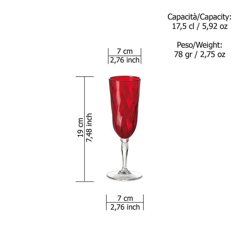 Omada Design 4 Glasses for Champagne, 6,89 fl oz Flute