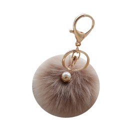 Shining crown Keyring Gold Buckle Female Pom Keychain Moderate Coffee, gold