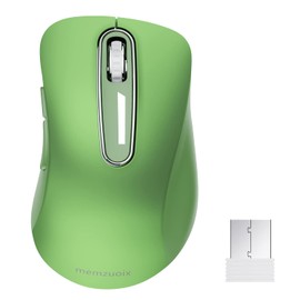 memzuoix 2.4G Wireless Mouse, 1200 DPI Mobile Optical Cordless Mouse with USB Receiver, Portable Computer Mice Wireless Mouse for Laptop, PC, Desktop, MacBook, 5 Buttons (Green)