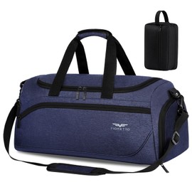 FIORETTO 35L Mens Sports Gym Bag with Toiletry Bag & Shoe Compartment, Travel Duffle Bag Overnight Bag with Padded Shoulder Strap, Sports Holdall for Swimming, Basketball Navy