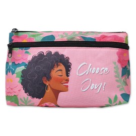 Shades of Color Twin Zipper Cosmetic Pouch – African American Art Travel Bag for Makeup, Toiletries & Accessories, Choose Joy