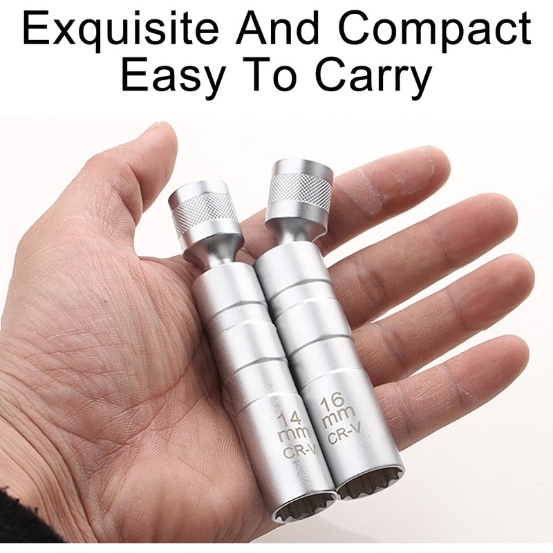 2-Piece Magnetic Spark Plug Socket Set - 14mm & 16mm