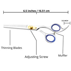 Glamified Hair Dressing Scissors 6.5" Barber Scissor | Professional Hair Thinning Scissor | Hair Shaper Cutting Thinning Shear