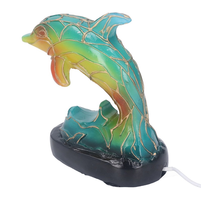Animal Table Lamp Retro USB Plug in Decorative Resin Dolphin