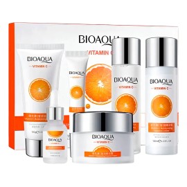 Kit Skincare Bioaqua Con Vitamina C Y Extracto De Naranja Para Cuidado Facial Y De La Piel Quita Manchas Para Todo Tipo De Piel                       