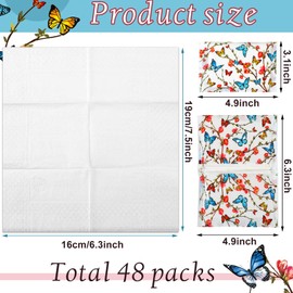 50 Packs Facial Tissue Packs Travel Tissues Size Disposable Pocket Tissues Bulk Slim Tissues Wallet Wedding Tissues for Guest Travel School Purse Home Supplies, 500 Sheets 3 Ply (Butterfly)