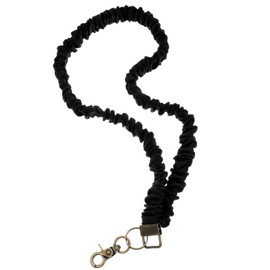 Sorcristy Scrunchie Lanyard for ID Badges, Stretchy Neck Keychain with Clip, Elastic Keychain Wristlet Adjustable 18-33.85 Inches for Women, Teachers (Black)