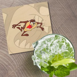 Unbranded Taz Running Cartoon 4'' X 4'' Square Wooden Coaster