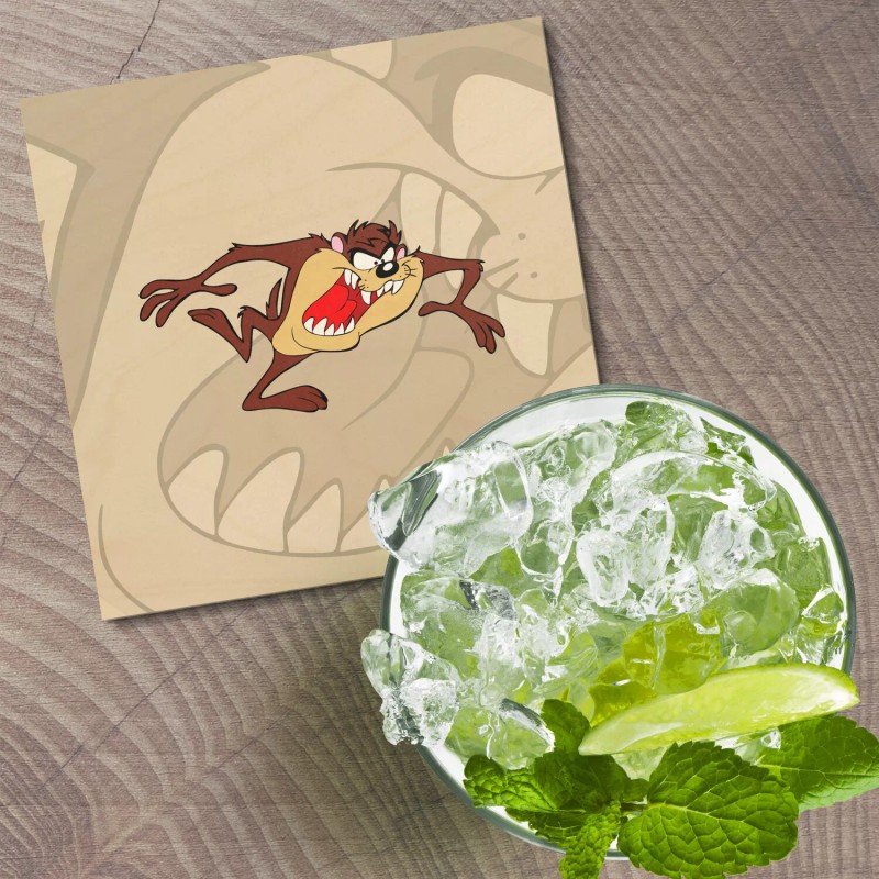Unbranded Taz Running Cartoon 4'' X 4'' Square Wooden Coaster