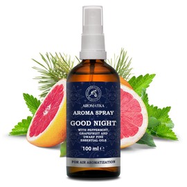 Aromaspray Gute Nacht 100 ml - Aromatherapie Raumspray - Ätherisches Öl aus Pfefferminze, Grapefruit und Latschenkiefer - Natürlicher Raumduft - Kissenspray - Wäschespray - Duftspray