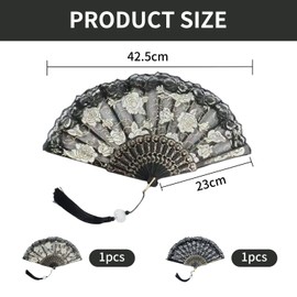 RNSKFG 2 Pieces Of Lace Fan, Retro Foldable Hand Fan, Photo Props, Outfit Accessories, Dance Performance Props.