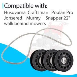 587973001 587969201 Idler Pulleys and 580364609 Belt Kit Compatible with Husqvarna/Craftsman/Poulan Pro/Jonsered/Murray/Snapper 22" Walk Behind Lawn Mowers