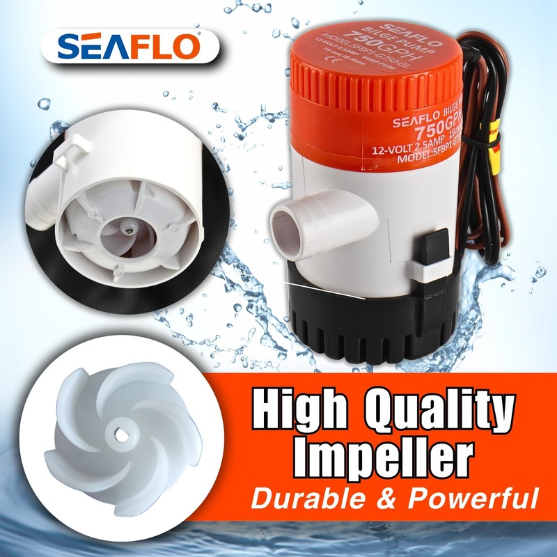 SEAFLO 01 Series 750 GPH Bilge Pump – 12V, 3/4"