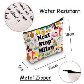 JXGZSO Milan Trip Gift Next Stop Milan Makeup Bag Italy Trip Gift Milan Italia Travel Cosmetic Bag Milan City Lover Gift