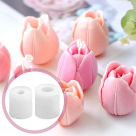 2 Pcs Tulip Silicone Candle Mold 3D Floral Resin Candle Soap Mold Floral Resin Making Molds Concrete Casting Polymer Clay Molds for Candles Home Decorating Ornaments