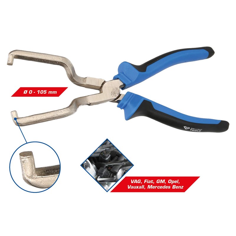 BRILLIANT TOOLS Fuel Line Quick Connector Pliers, Polyvinyl Chloride, Blue/Black,