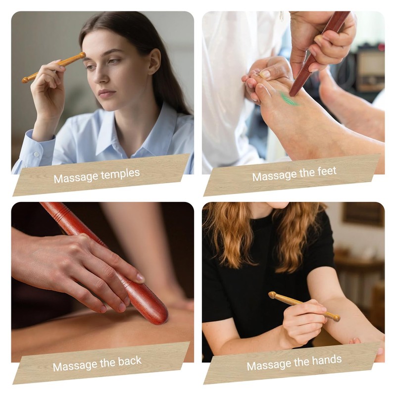 2 Pcs Wooden Massage Tools, Wooden Reflexology Sticks Thai for