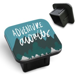 Tnomchey Adventure Awaits 2 Inch Hitch Cover Green Tree Mountain Nature Travel Tow Receiver Tube Plug Cap Curt Tail Receiver Tub Cover Towing Hitch Accessories Universal for Cars Trucks