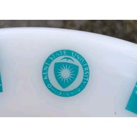 PYREX  PYREX KENT STATE UNIVERSITY BLUE  BAND LAUREL LEAF LUNCH PLATES 9-3/8"d HTF