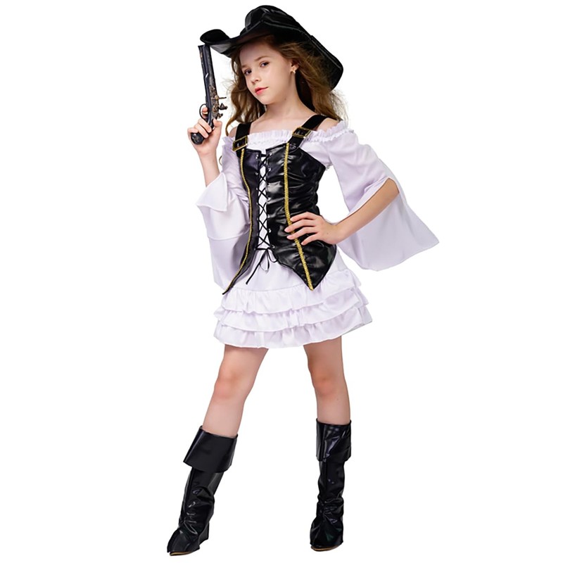 SEA HARE Girls Luxury Cool Pirate Fancy Dress Costume (M