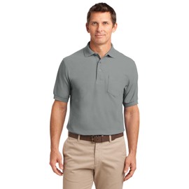 Port Authority Tall Silk Touch Long Sleeve Polo. TLK500LS, Cool Grey, 2XLT